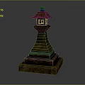 Traditional Japanese Stone Lantern With Pagoda Top Hollow Middle And Tiered Base