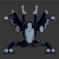 Sci Fi Mechanical Spider Creature With Blue White Exoskeleton And Multi Legs 3d model