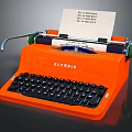 Orange Olympia Typewriter With Paper Sheet Black Keyboard And Classic Design