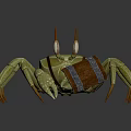 Adventurous Crab Character With Backpack And Wooden Chest Adventure Gear