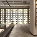 Modern Retail Boutique Interior With Glass Display Cases And Decorative Circular Wall