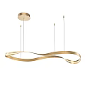 Modern Golden Wavy Chandelier with Sleek Curved Ribbon Design Suspended by Thin Cables