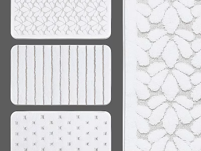 Various Square Rugs with Geometric Striped and Floral Pattern Designs 3d model