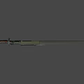 Shiny Black Long Sword With Red Handle Accents Floating On Dark Background