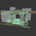 Architectural Building Model With Staircase Pipes Wooden Planks And Equipment