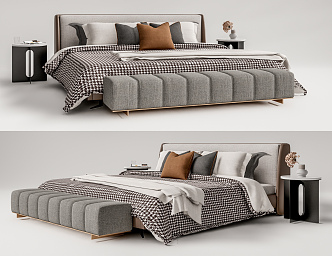 Modern Double Bed 3d model