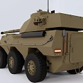 Military Functional Vehicle With Long Barrel Weapon And Six Wheels Armored Structure