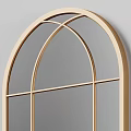 Modern Arch Shaped Mirrors With Gold And Black Metal Frames And Grid Design