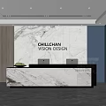 Modern company front desk background wall sofa reception area sofa chandelier 3d model