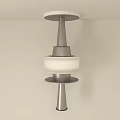 Modern Silver Ceiling Light with White Lampshade and Layered Metal Design