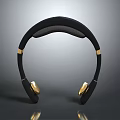 Modern Black and Gold Computer Headphones with Over ear Design and Gold Earpads