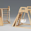 Outdoor Wooden Kids Play Equipment with Slide Swing Ladder and Climbing Net