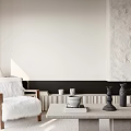 Minimalist Sofa And Coffee Table Set With Tasteful Ceramic Decorations For Cozy Bright Living Room