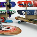 Colorful Skateboard Sports Equipment with Multiple Decks Display Rack Cap and Storage Bag