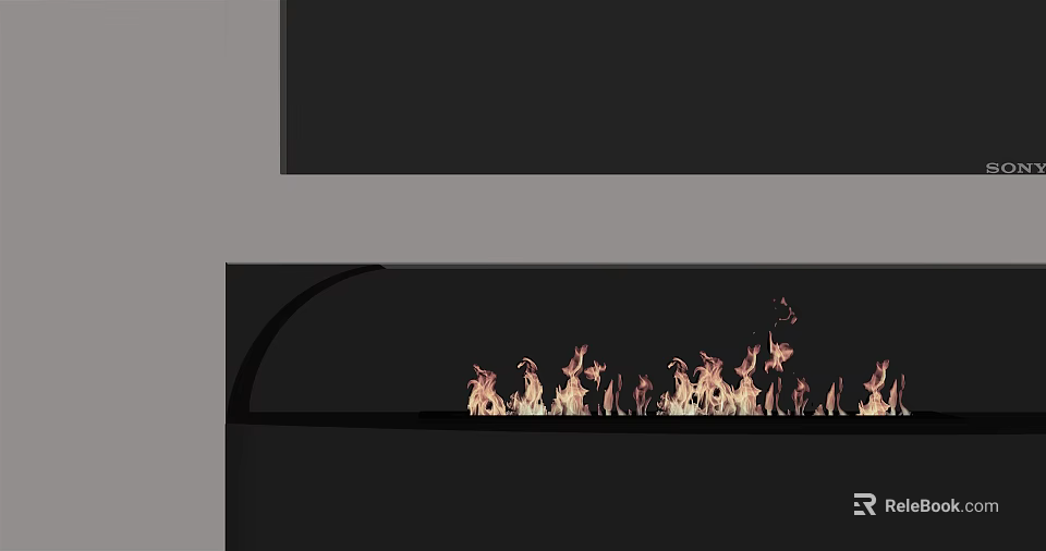 Modern Black Fireplace With Sleek Design And Burning Flames In Contemporary Setting 3d model 