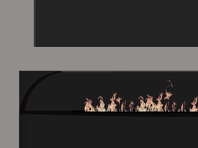 Modern Black Fireplace With Sleek Design And Burning Flames In Contemporary Setting 3d model