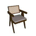 Modern Wooden Leisure Chair With Woven Backrest And Padded Seat For Comfortable Living Room Decor