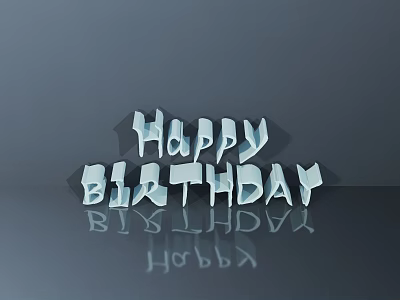 Happy Birthday 3D Text With Shiny Reflection On Gray Background 3d model