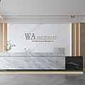 Modern Luxury Marble Office Reception Desk With Elegant Company Brand Logo Background Wall Design