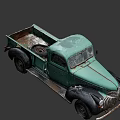 Vintage Green And Black Classic Truck With Rusty Exterior Design