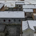 Rural Self Built Houses with Snow Covered Roofs Gray Exterior Walls and Windows