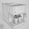 Modern Kitchen Coffee Machine with Two Espresso Cups and Stainless Steel Container 3d model