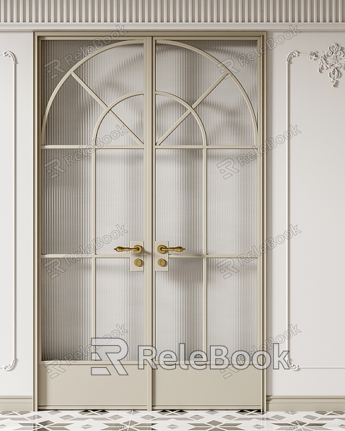 French glass double door SU model model