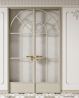 French glass double door SU model 3d model