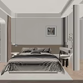 Modern Minimalist Warm Cream Bedroom With Comfortable Sofa And Matching Natural Wood Coffee Table Set