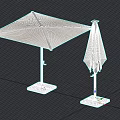 Square Sunshade And Foldable Umbrella With White Frame And Marble Base 3d model