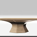 Modern Wooden Dining Table With Curved Sculpted Base And Round Top 3d model