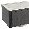 Modern Nightstand With Dark Wooden Texture And Metal Base Drawers