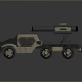 Military Armored Tank With Six Wheels Top Cannon And Sand Color Design