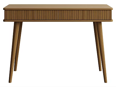 Wooden Desk Modern Minimalist Design With Vertical Striped Drawer And Slender Legs 3d model