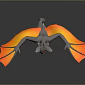Game Movie Character 3D Model Gray Body White Belly Orange Wings Horns Red Eyes