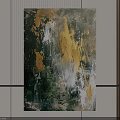 Modern Abstract Painting With Green Gold White Textured Brushstrokes Wall Art Decor