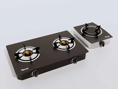 TOPF Gas Stoves With Black Two Burner And White Single Burner Design 3d model