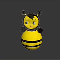 Cute Cartoon Bee Doll With Yellow Striped Body Black Spheres Blue Eyes And Red Mouth