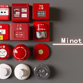 Minotli Red Fire Safety Equipment With Alarm Buttons Detectors And Sirens