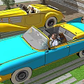 Vintage Convertible Cars Yellow And Blue Classic Models With Open Tops