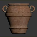 Hand Carved Terracotta Jar Sculpture With Intricate Patterns And Ear Handles