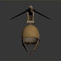 Ancient Golden Weapon Helmet Featuring Intricate Bird Shaped Ornament And Historical Design