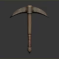 Yang Pickaxe Cross Draft Steel Tools Wood Handle Yang Pickaxe Cartoon Yang Pickaxe Tools Hardware Tools Processing Tools 3d model