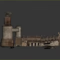 Vintage Industrial Building Model Featuring Chimney Multi level Metal and Brick Architecture