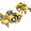 Yellow Spider Like Robots With Multiple Legs And Large Black Eyes 3d model