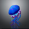 Colorful Jellyfish Creature Character Featuring Blue Pink Design And Vibrant Artistic Details
