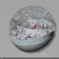 Winter Themed Decorative Ornament Set With Crystal Ball Snow Scene Small Houses And Trees