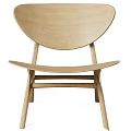 Modern Black Wooden Lounge Chair With Curved Backrest And Triangular Legs
