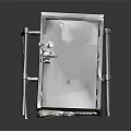 Gray Metal Storage Cabinet With Metal Frame Legs And Worn Lock Surface