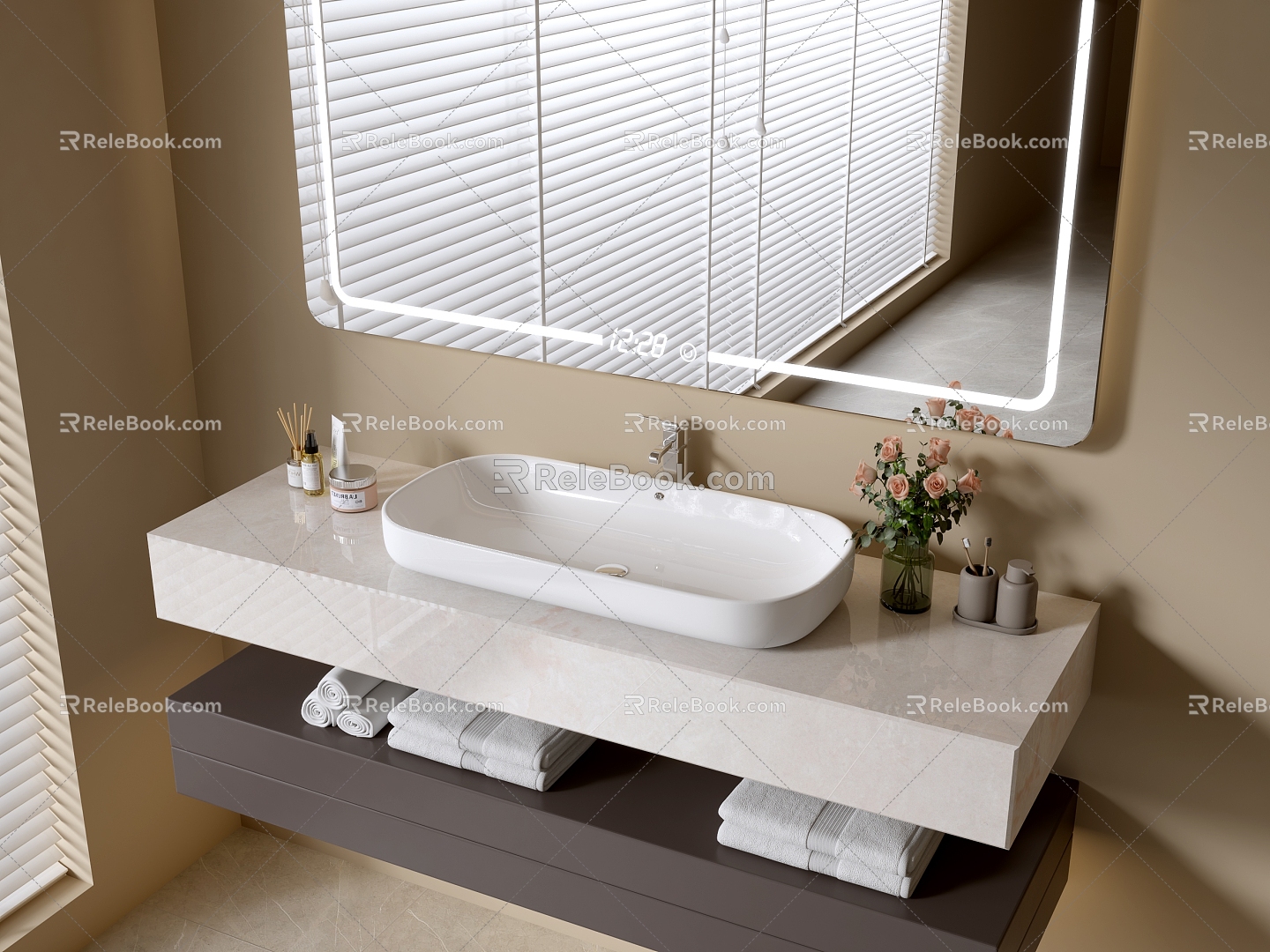 Modern Bathroom Cabinet Bathroom Counter Basin Bathroom Decoration Mirror Cabinet Sink 3d model